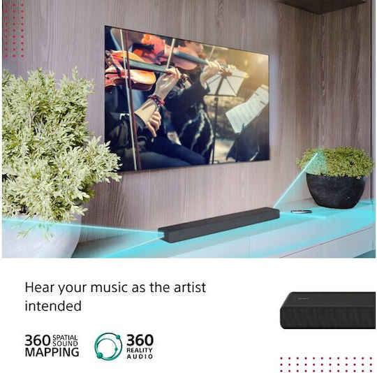 Sony HT-A3000 Саундбар 3.1 Bluetooth, HDMI и Wi-Fi 250W с Дистанционно Черен