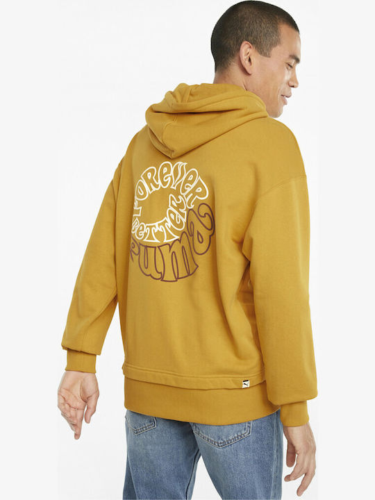 PUMA Downtown Graphic Men's Sweatshirt Yellow with Hood