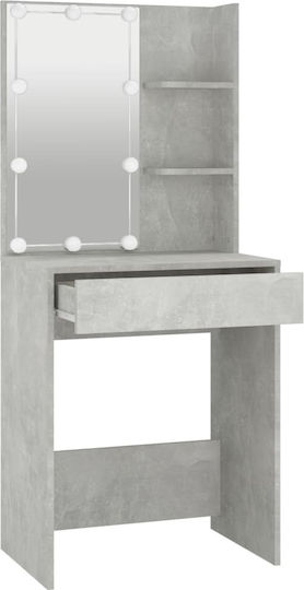 Masă De Toaletă De Podea Din Lemn Gri Beton Cu Oglindă 60x40x140cm