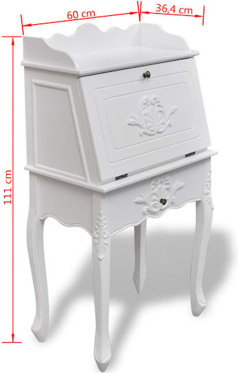 Floor-standing Bedroom Makeup Dressing Table Wooden White 60x36.4x111cm