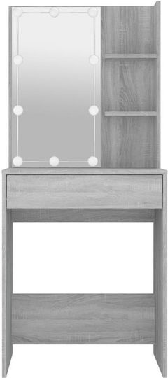 Floor-Standing Makeup Dressing Table Wooden Grey with Mirror 60x40x140cm
