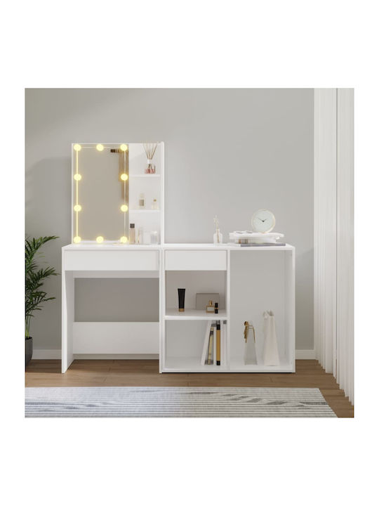 Wooden Makeup Dressing Table White with Mirror 80x40x75cm