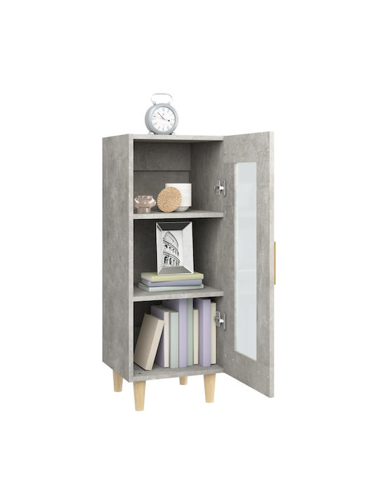 Living Room Display Cabinet Made of Particle Board with Grey Concrete Glass 34.5x34x90cm