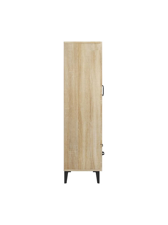 Living Room Display Cabinet Made of Particle Board with Windowed Brown 70x31x115cm
