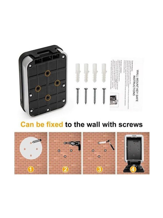 Wall-mounted Combination Key Holder Metallic with Combination Dial 13x10x5.5cm