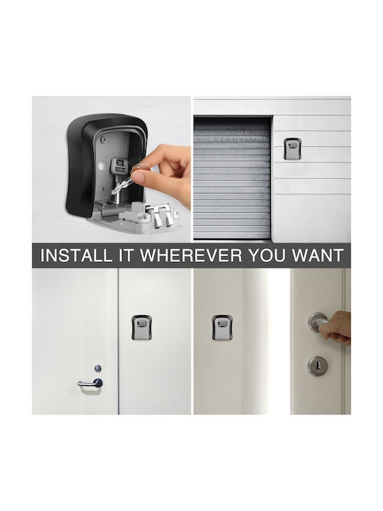 Wall-mounted Combination Key Holder Metallic with Combination Dial 13x10x5.5cm