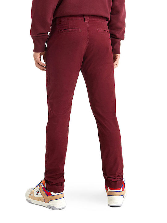 Tommy Hilfiger Pantaloni de Bărbați din Jean în Croială Slim Burgundy