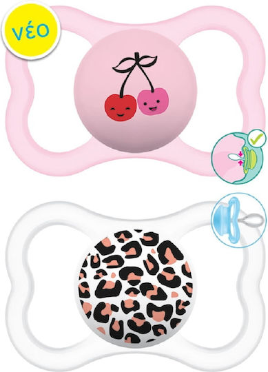 Mam Orthodontic Pacifiers Silicone Cherries Pink-White Night for 6-16 months 2pcs