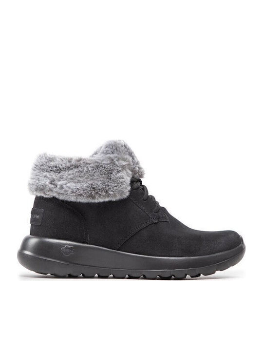 On The Go JoyPlush Dreams Suede Women's Ankle Boots with Fur Black