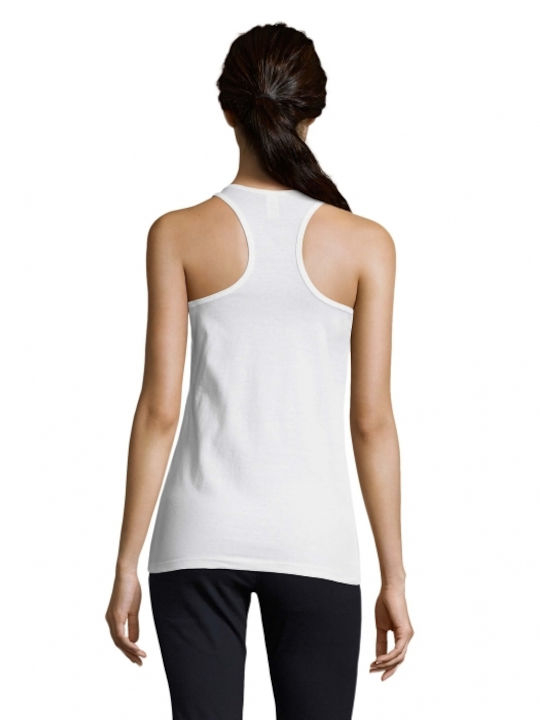 Women's Sleeveless T-shirt with Yoga - Pilates 12 print in white color