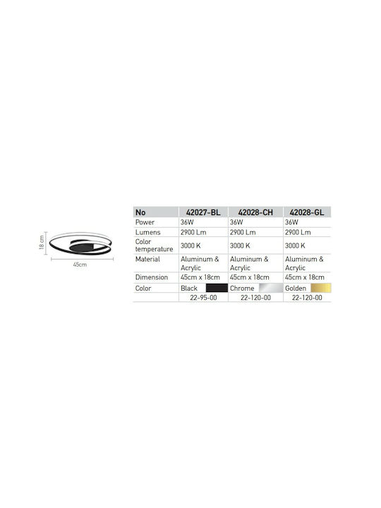 Inlight Deckenleuchte 45cm Gold mit Integrierter LED