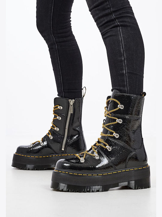 Ghilana Max Stiefeletten Damen aus Lackleder Schwarz