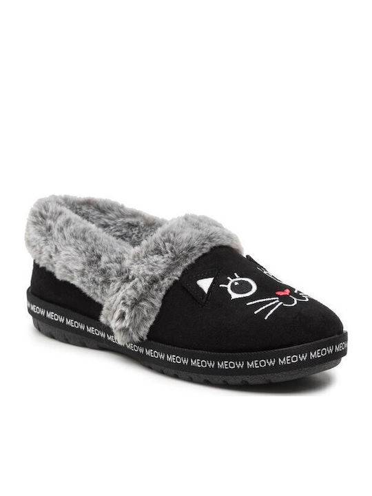 Too Cozy Meow Women's Closed Slippers with Fur Animals Black