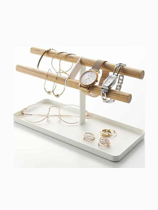 Yamazaki Wooden Jewellery Box Stand White 24x24x13.5cm