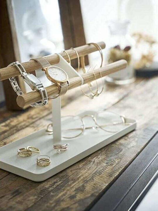 Yamazaki Wooden Jewellery Box Stand White 24x24x13.5cm