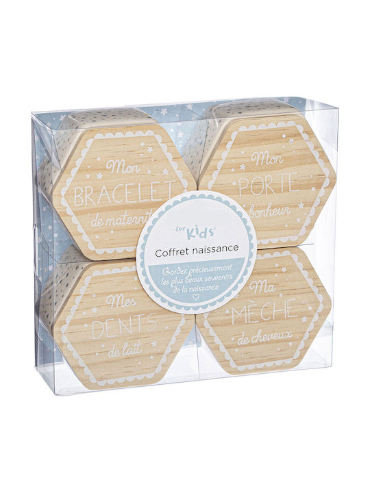 Set Casetă Pentru Bijuterii Din Lemn Gri 8x7.2x4cm