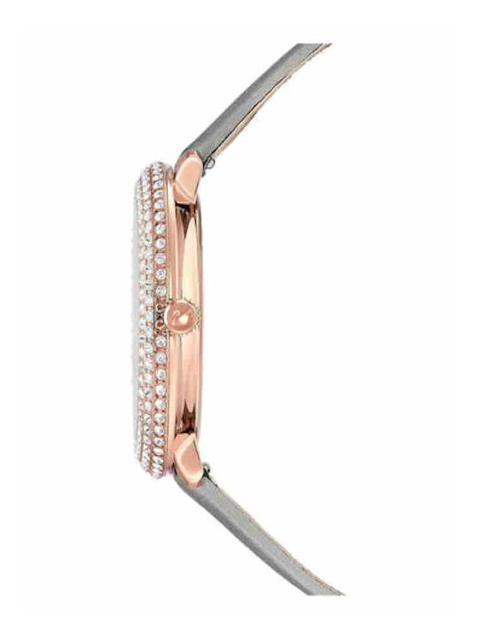 Swarovski Crystal Frost Women's Watch with Gray Leather Strap