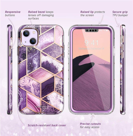 Supcase Cosmo 360 Full Cover Silicone 2mm Marble Purple (iPhone 14 Plus)