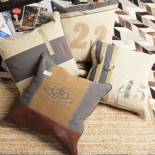 Espiel Espiel Sofa Cushion 100% Cotton Gray 45x45cm