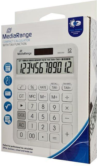 MediaRange Calculator 12 Digits in White Color 1pcs