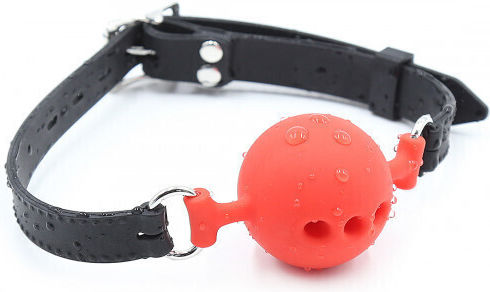 Naughty Toys Φίμωτρο Large Μπαλάκι Φίμωτρο με Οπές Κόκκινο
