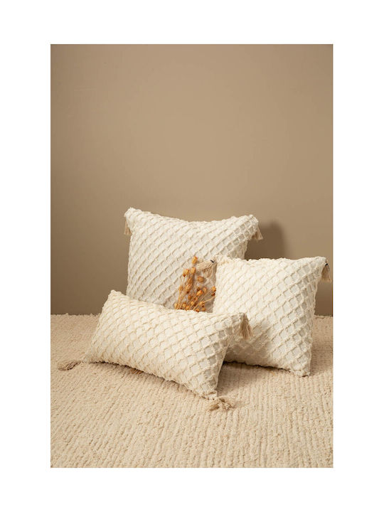 Calma House Royal Decorative Pillow Case Made of 100% Cotton Ecru 45x45cm