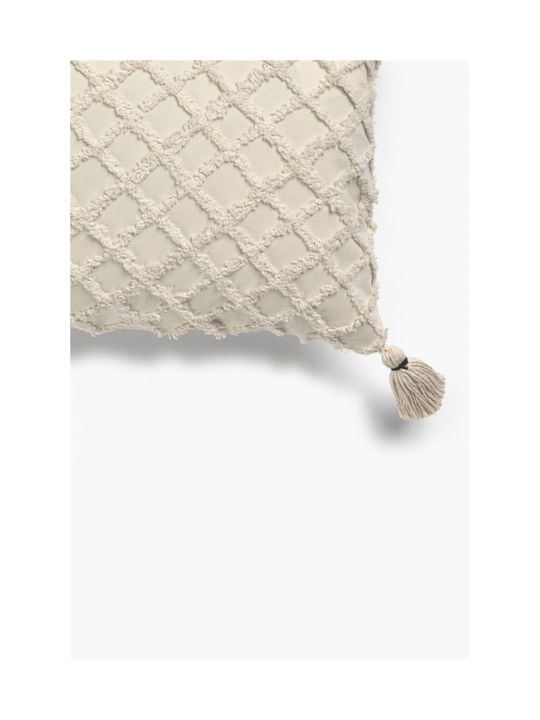 Calma House Royal Decorative Pillow Case Made of 100% Cotton Ecru 45x45cm