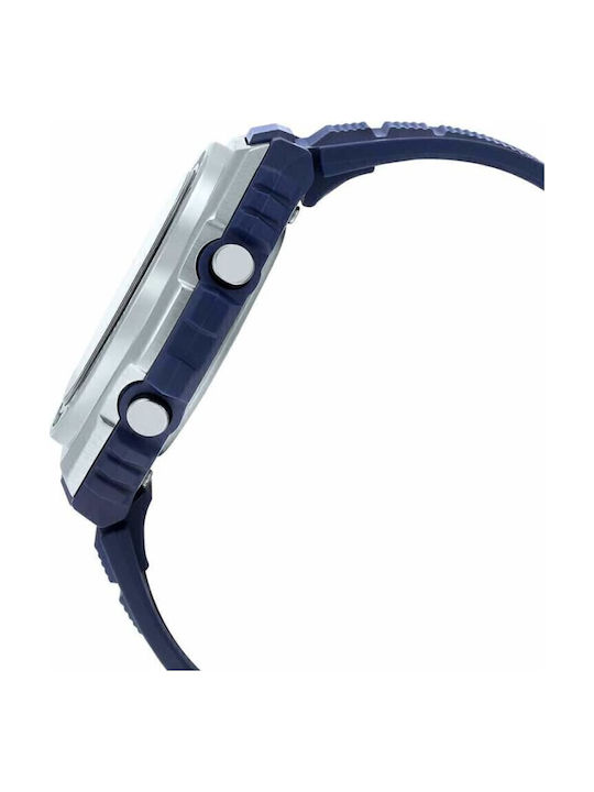 Casio Digital Men's Watch 50.7mm Chronograph Battery with Blue Rubber Strap