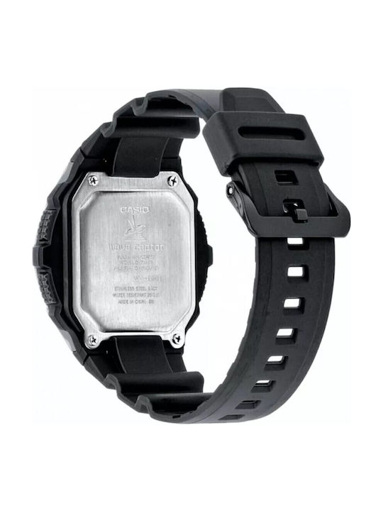 Casio Ψηφιακό Ανδρικό Ρολόι 47.7mm Μπαταρίας με Μαύρο Καουτσούκ Λουράκι