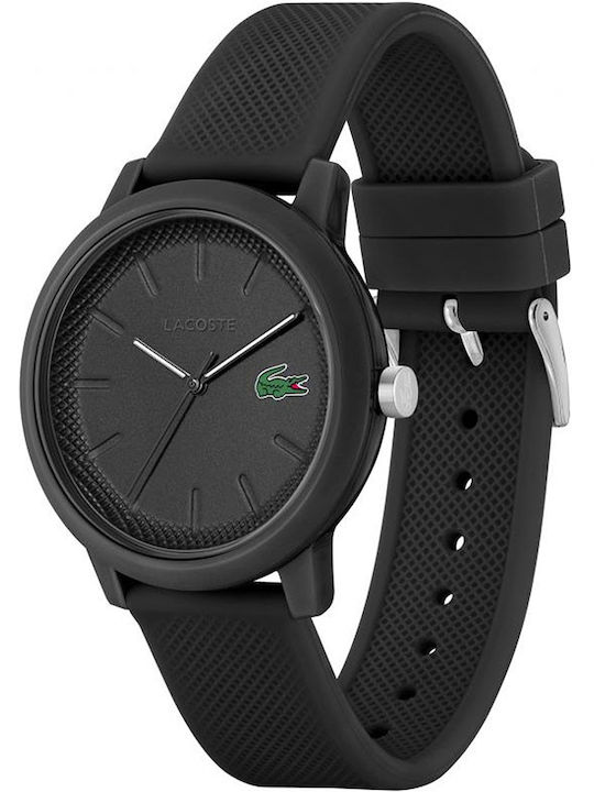 Lacoste Men's Watch 42mm Chronograph Battery with Black Rubber Strap