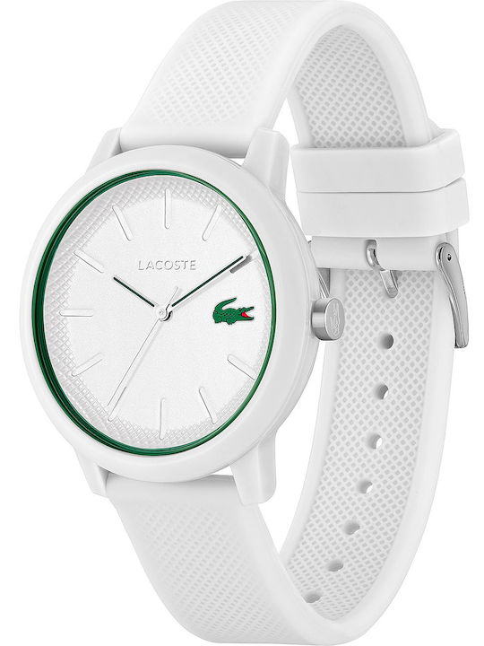 Lacoste Ανδρικό Ρολόι 42mm Μπαταρίας με Λευκό Καουτσούκ Λουράκι