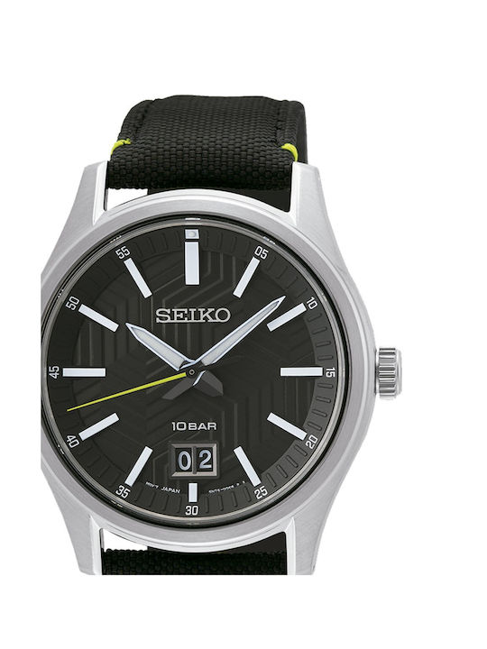 Seiko Watch Battery with Black Leather Strap