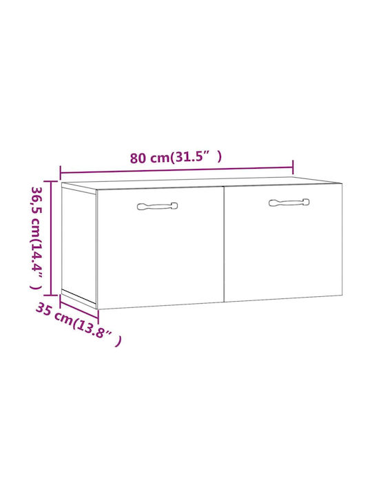 Шкаф Стенен Пушен Дъб 80x35x36.5см