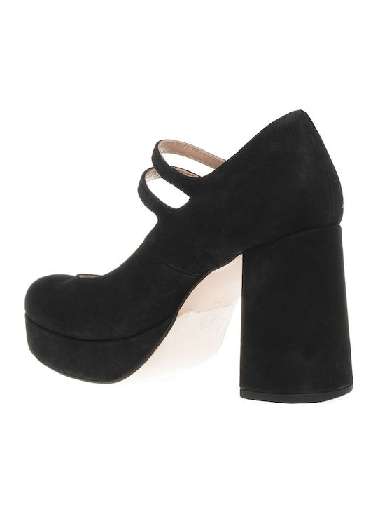 Mourtzi Leder Pumps mit Riemchen Schwarz