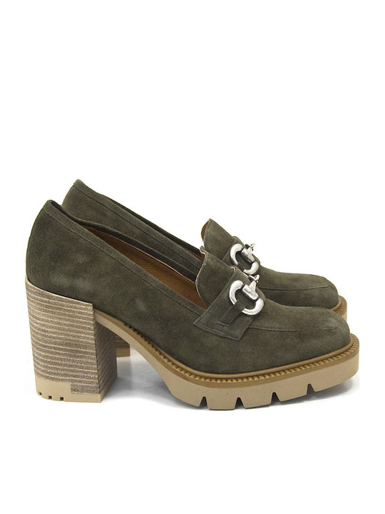 Suede Γόβες Χακί
