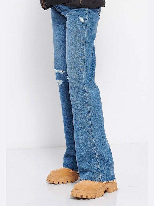 Hoch tailliert Damenjeans mit Rissen