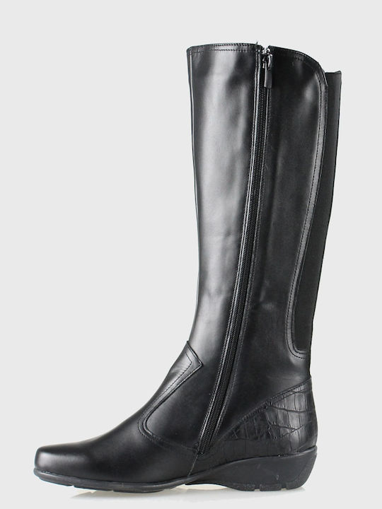 Leder Damenstiefel Schwarz