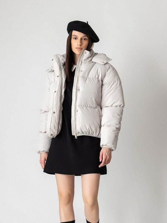 Women's Short Puffer Jacket for Winter with Hood Ice