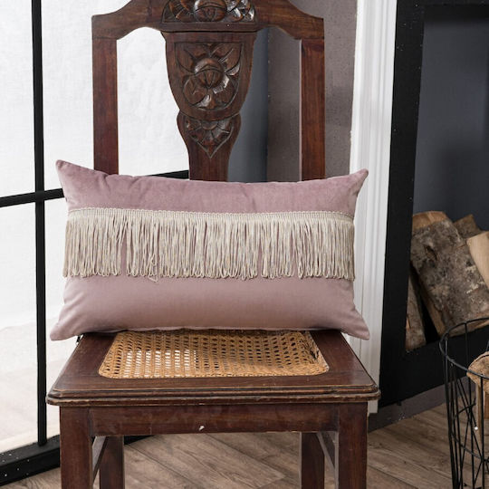 Teoran Διακοσμητική Μαξιλαροθήκη Velvet Με Κρόσια 12 Purple 30x50εκ.
