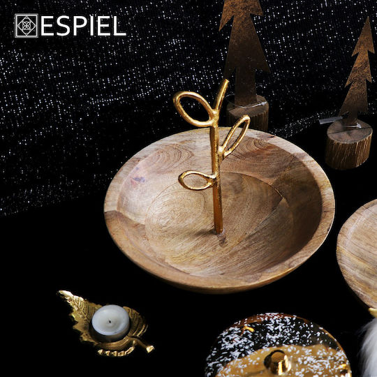 Espiel Διακοσμητικό Μπωλ Ξύλινο Καφέ 20x20x17cm
