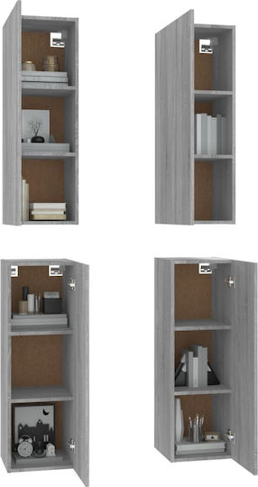 Wall-Mounted Living Room Cabinet made of Particle Board with Lighting Grey 30.5x30x90cm