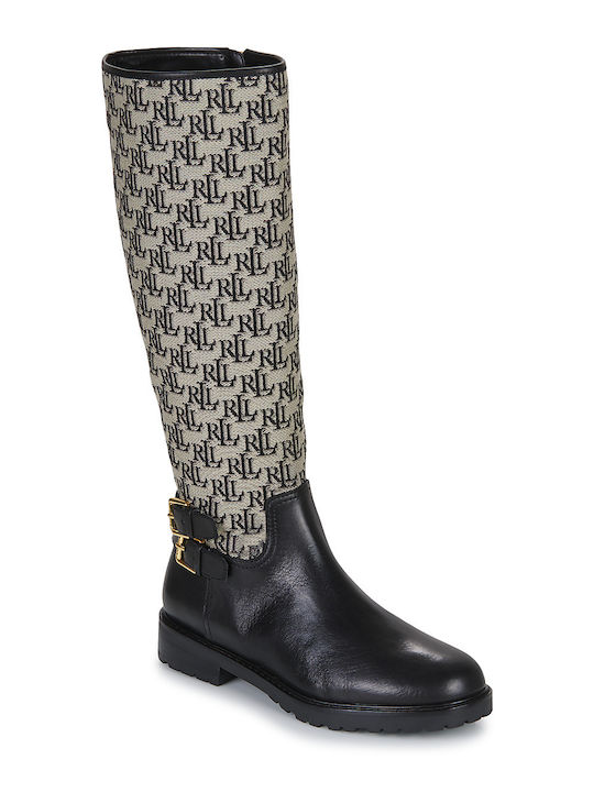 Ralph Lauren Emelie Leather Women's Boots Riding Black