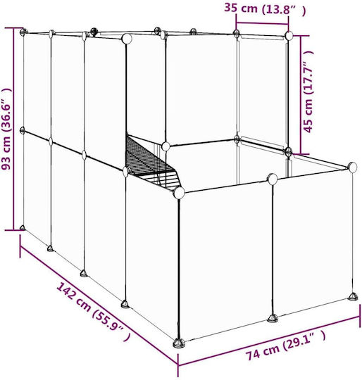 vidaXL Κλουβί Τρωκτικού Κλουβί Μικρών Ζώων 142x74x93cm