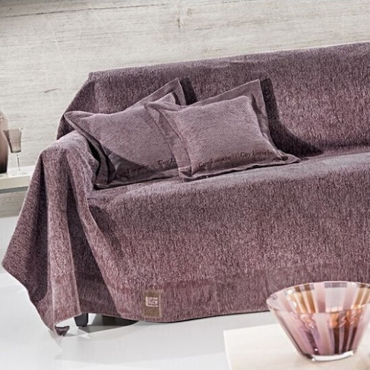 Guy Laroche Balance Three-Seater Sofa Throw 2 Sides Chenille 170x300cm Lilac