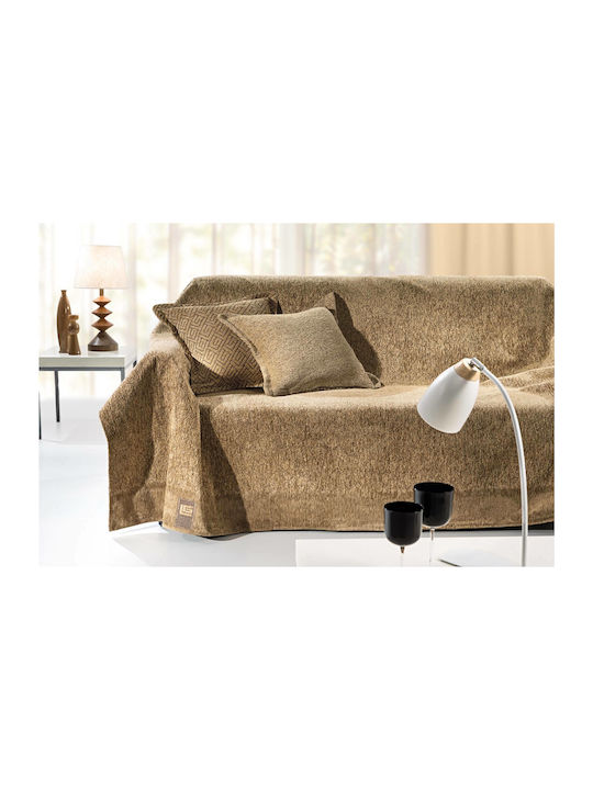 Guy Laroche Viersitzer-Sofa Überwurf 2 Seiten Balance 170x350cm Camel