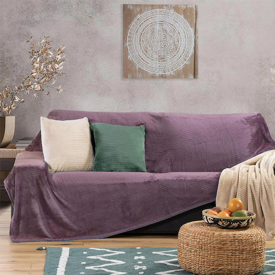 Nef-Nef Homeware Zweisitzer-Sofa Überwurf Cameron 180x250cm Mauve 031790