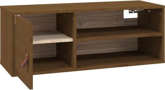 Wall-Mounted Living Room Cabinet Made of Solid Wood Natural - Honey 80x30x30cm