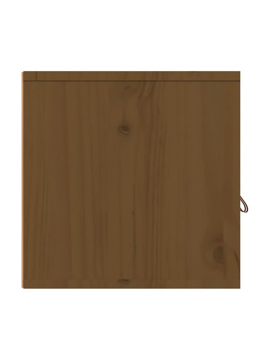 Wall-Mounted Living Room Cabinet Made of Solid Wood Natural - Honey 80x30x30cm