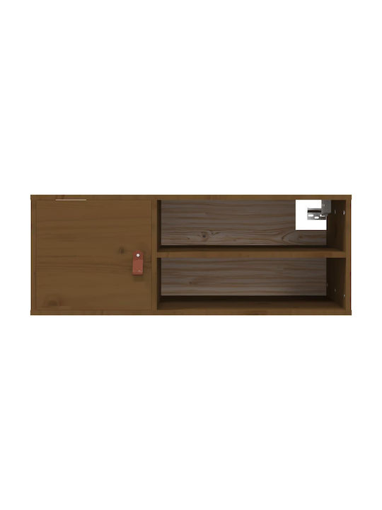 Wall-Mounted Living Room Cabinet Made of Solid Wood Natural - Honey 80x30x30cm