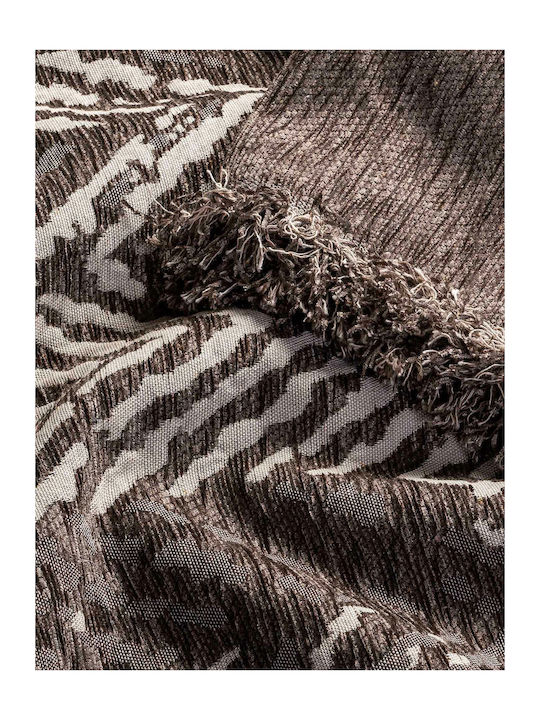 Madi Tiger Armchair Throw 170x180cm Brown